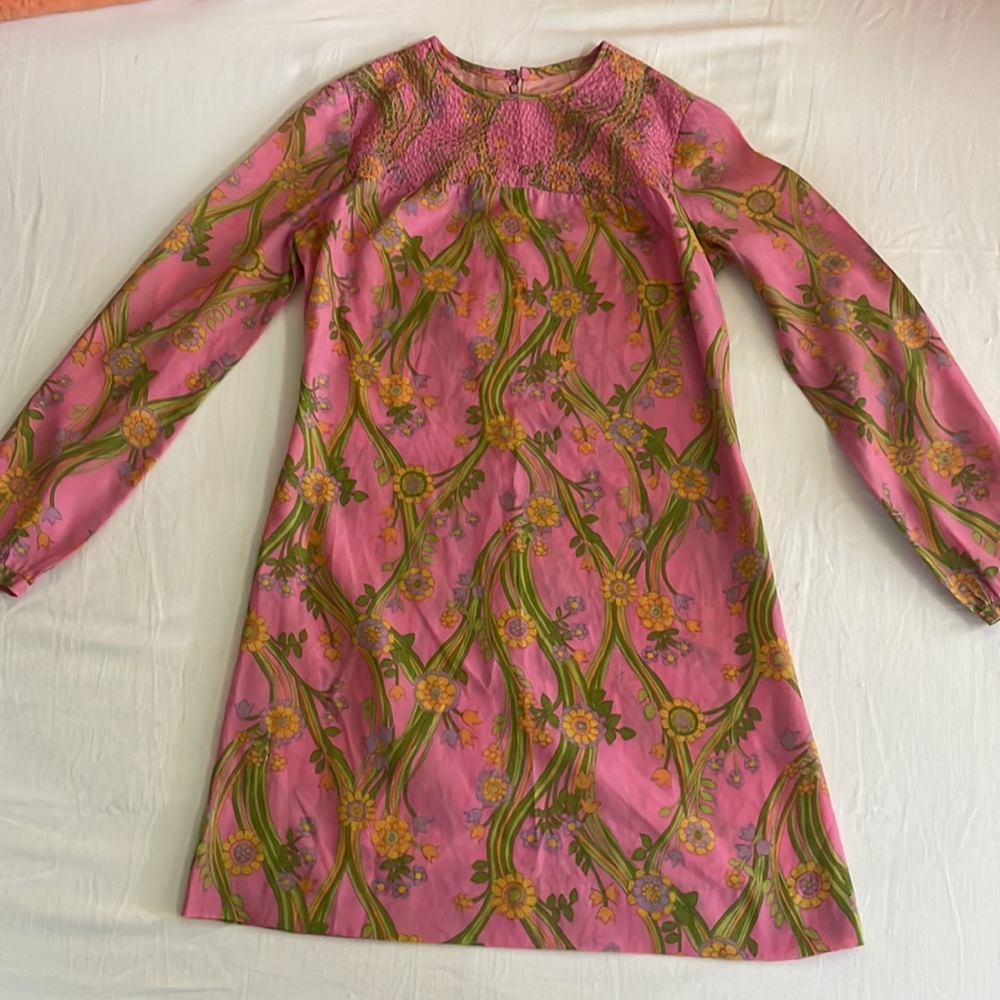 Vintage groovy mod mini dress Liberty print